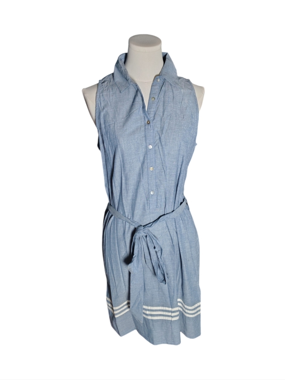 b. Boutique 100% Cotton Chambray Blue Denim Sleeveless Shirtdress Size Small